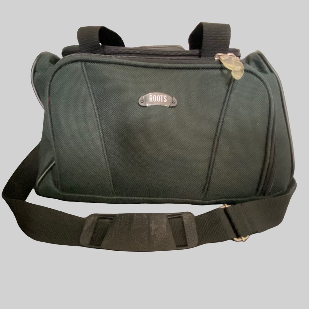 Roots Dark Green Nylon Carry On Travel  Shoulder Strap Bag